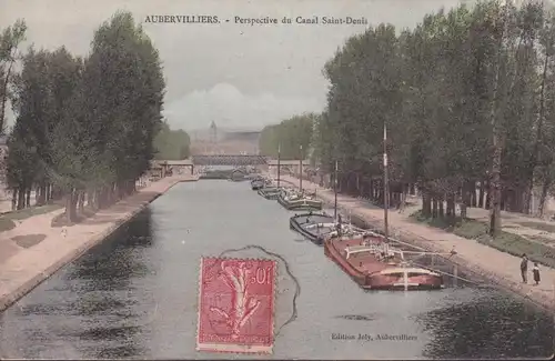 CPA Aubervilliers, Perspective du Canal Saint Denis, gelaufen 1906
