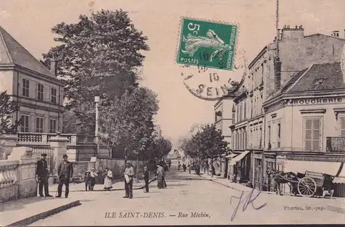 CPA L’Île Saint Denis, Rue Méchin, gelaufen