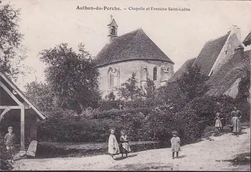 CPA Authon du Perche, Chapelle et Fontaine Saint Lubin, couru en 1907