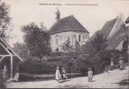 CPA Authon du Perche, Chapelle et Fontaine Saint Lubin, gelaufen 1907