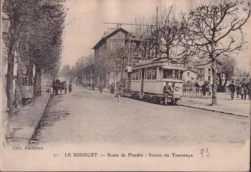 CPA Le Bourget, Route de Flandre, Station du Tramways, ungelaufen
