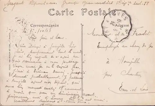 CPA Souvenir de Chartres, couru en 1916