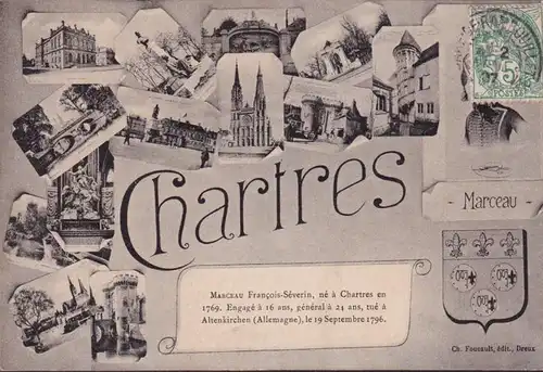 CPA Chartres, Marceau, Marceau François Séverin, né à Chartels en 1769, couru en 1907