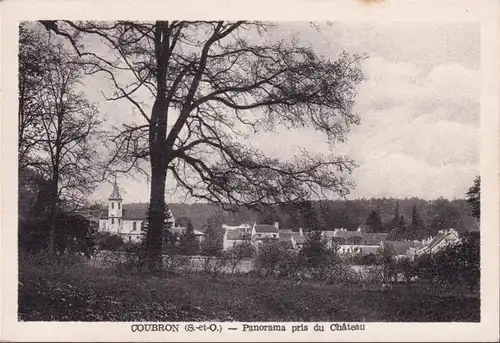 CPA Coubron, Panorama pris du Château, couru