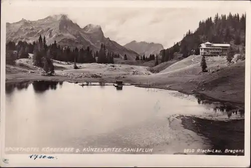 AK Schröcken, Sporthotel Körbersee, Künzelspitze, gelaufen 1950