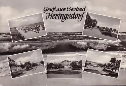 AK Heringsdorf, Erholungsheim Solidarität, Strandpromenade, Strand, gelaufen 1965