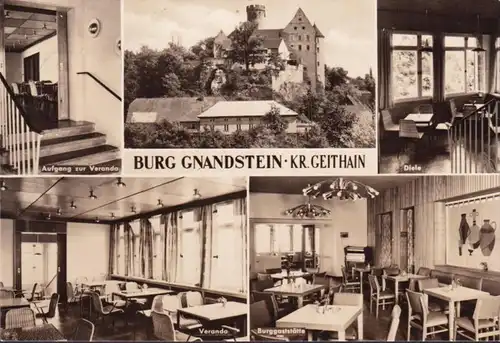 AK Frohburg, Burg Gnandstein, Veranda, Gaststätte, Diele, gelaufen