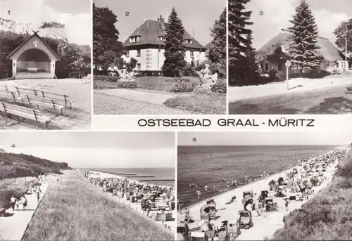 AK Graal Müritz, Kliniksanatorium, Musikpavillon, Gärtnerische Produktions Gesellschaft, gelaufen 1983