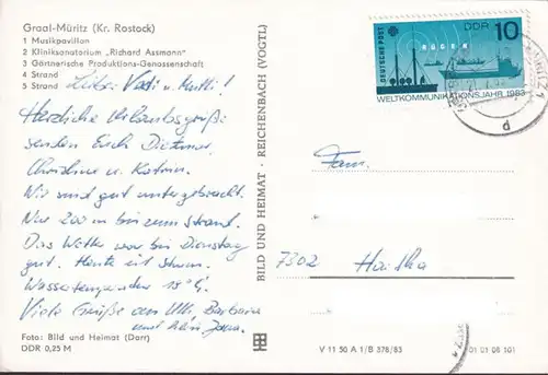 AK Graal Müritz, Kliniksanatorium, Musikpavillon, Gärtnerische Produktions Gesellschaft, gelaufen 1983