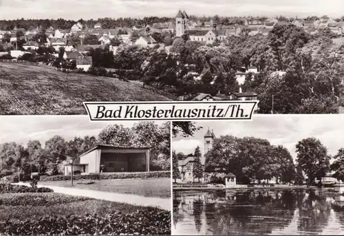 AK Bad Klosterlausnitz, pavillon de musique, gondole, vue sur la ville, couru