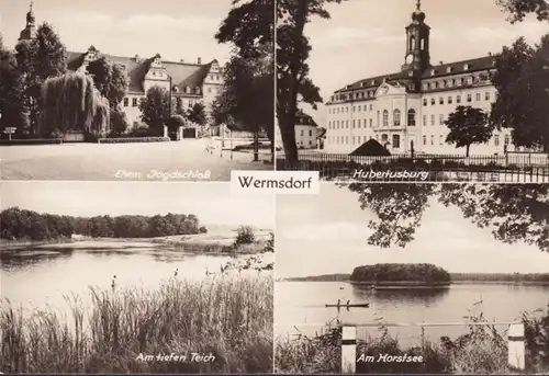 AK Wermsdorf, Jagdschloß, Hubertusburg, Horstsee, gelaufen 1966