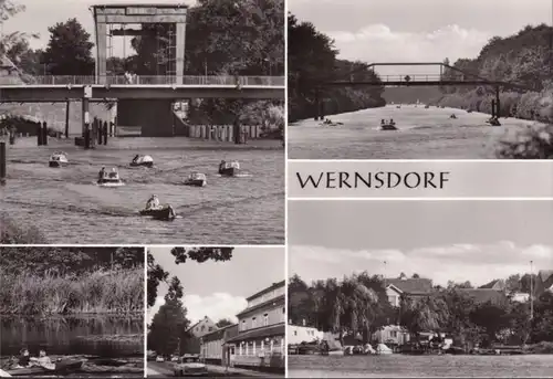 AK Wernsdorf, Brücke, Boote, Schleuse, gelaufen 1985
