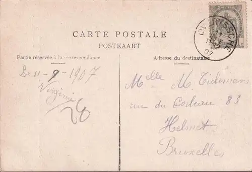 CPA Overyssche, Institut du Sacré Coeur, La Chapelle, gelaufen 1907