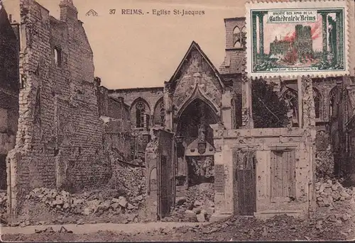 CPA Reims, Eglise St. Jacques, Société des Amis de la Cathédrale de Reims, gelaufen 1926