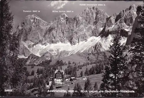 AK Ramsau, Austriahütte, Blick gegen die Dachstein Südwände, gelaufen