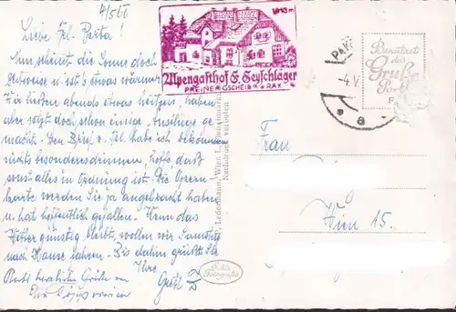 AK Reichenau, Alpengasthof Geyschläger, Preiner Gscheid, gelaufen 1966