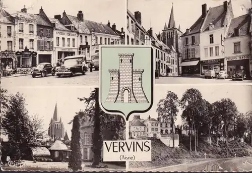 CPA Vervins, Epicerie Centrale, Chaussures, Pharmacie, Philips Radio, ungelaufen