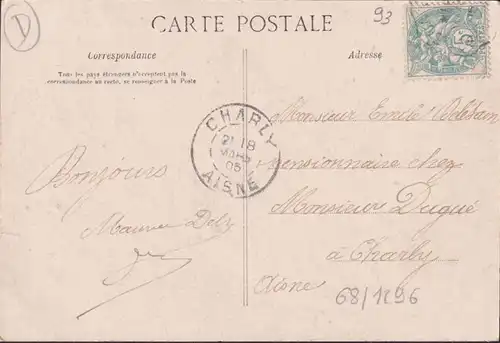 CPA Vaujours, École Fénelon, Vue générale de Vaujours, gelaufen 1905