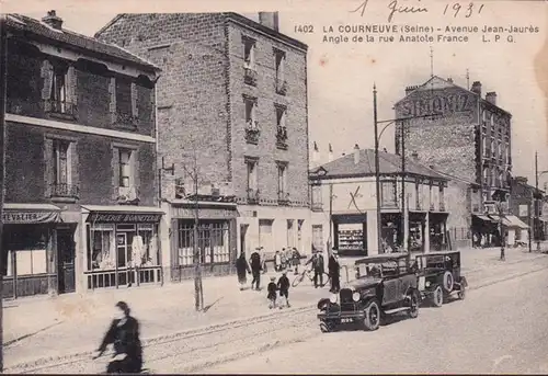 CPA La Courneuve, Avenue Jean Jaurès, Vin, Café, Hôtel, non roulé