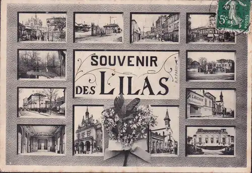 CPA Souvenir des Lilas, Multivues, couru