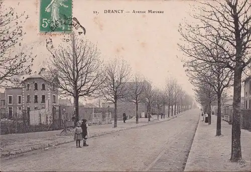 CPA Drancy, Avenue Marceau, couru en 1909