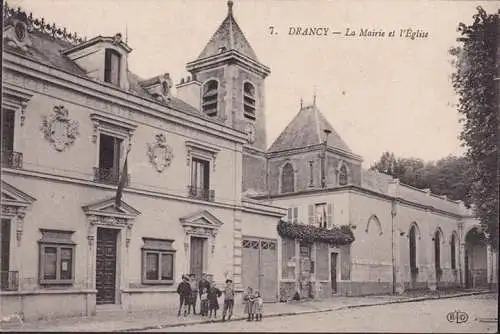 CPA Drancy, La Mairie et l Èglise, ungelaufen