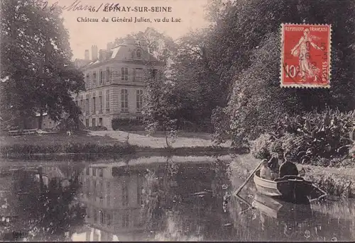 CPA Épinay sur Seine, Château du Général Julien, vu du Lac, couru en 1912