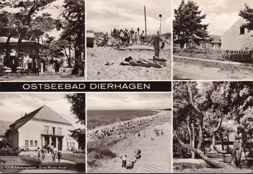 AK Dierhagen, Ladenstraße, Erholungsheim, Strand, gelaufen 1971