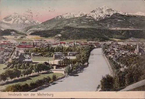 AK Innsbruck von der Weiherburg, gelaufen 1906