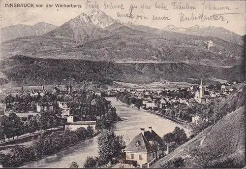 AK Innsbruck von der Weiherburg, gelaufen 1915