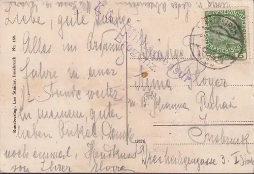 AK Innsbruck de Weiherburg, couru en 1915