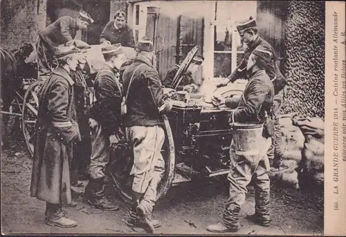 CPA La Grande Guerre 1914, Cuisine roulante Allemande capturée par nos Alliés les Belges, ungelaufen