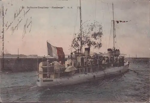 CPA Le Contre Torpilleur Flamberge, couru en 1903