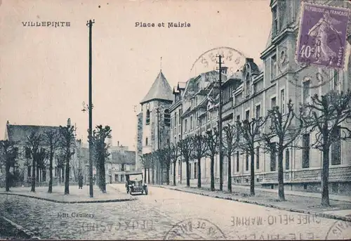 CPA Villepinte, Place et Mairie, couru en 1935