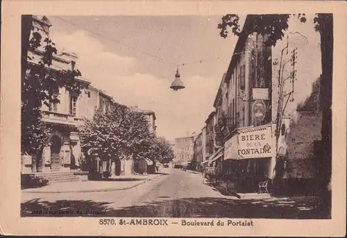 CPA Saint Ambroix, Boulevard du Portalet, Biere de la Fontaine, gelaufen