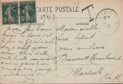 CPA Bourg en Bresse, La Catsse d Epargne, gelaufen 1917