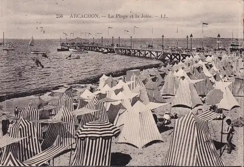 CPA Arcachon, La Plage et le Jetée, gelaufen