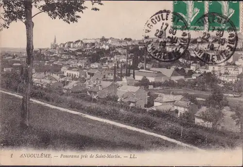 CPA Angoulême, Panorama pris de Saint Martin, couru en 1914