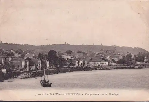 CPA Castillon sur Dordogne, Vue générale sur la Dodogne