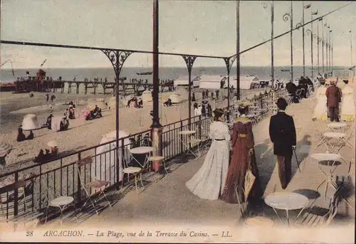 CPA Arcachon, La Plage , vue de la Terrasse du Casino, ungelaufen