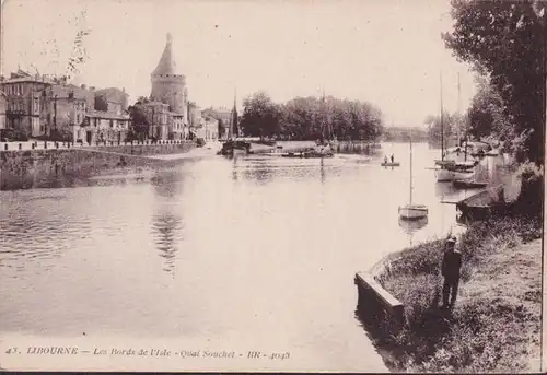 CPA Libourne, Les Bords de l Isle, Quai Souchet, gelaufen 1925