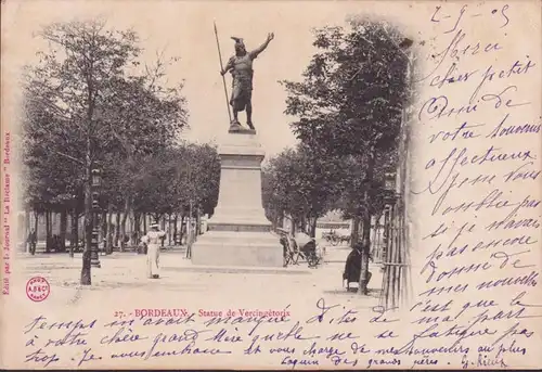 CPA Bordeaux, Statue de Vercingétorix, gelaufen 1903