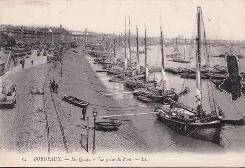 CPA Bordeaux, Les Quais, Vue prise du Pont, erreur d'impression à droite, exécutée en 1907