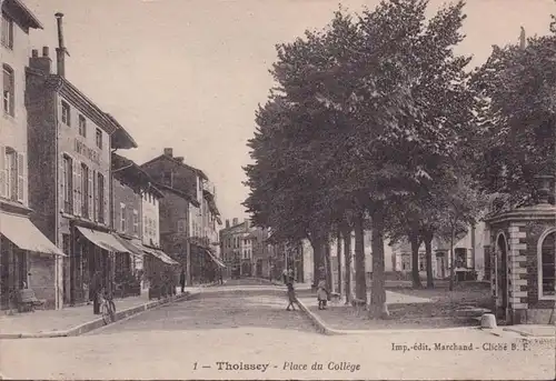 CPA Thoissey, Place du Collège, Imprimerie, couru en 1918