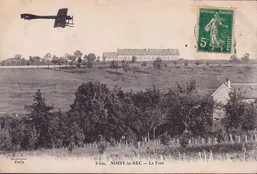 CPA Noisy le Sec, Le Fort, Avion, gelaufen 1912