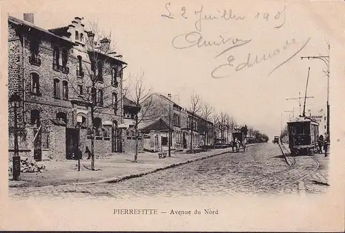 CPA Pierrefitte sur Seine, Avenue du Nord, Tram, couru