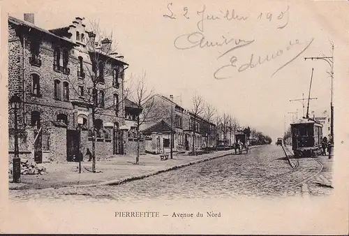 CPA Pierrefitte sur Seine, Avenue du Nord, Tram, gelaufen