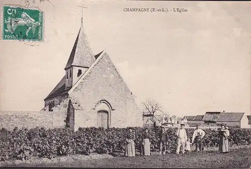CPA Champagne, L Eglise, couru en 1915