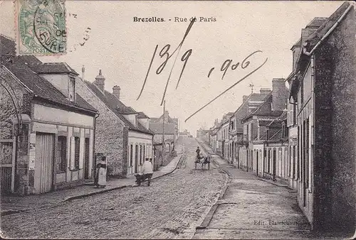 CPA Brezolles, rue de Paris, couru en 1906