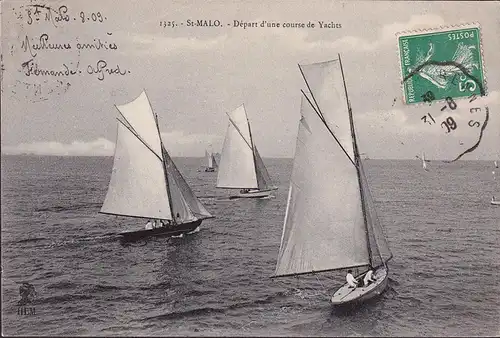 CPA St. Malo, Département d'une course de yachts, couru en 1909